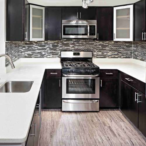 Newly renovated kitchens boast designer, scratch resistant flooring