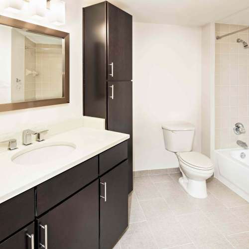 Elegant ceramic tile in our newly renovated bathrooms