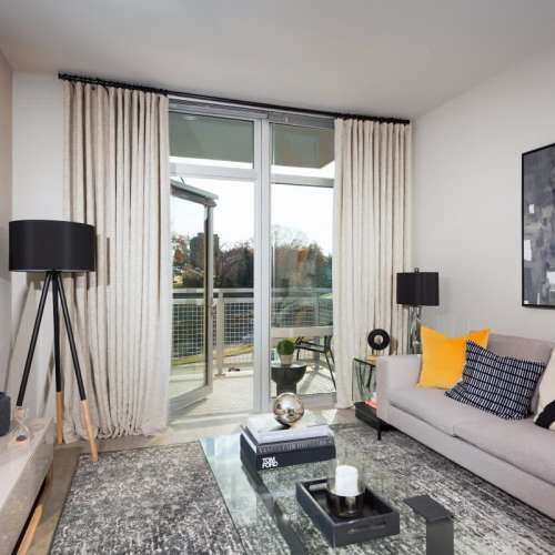 Large balconies with views of Washington DC.