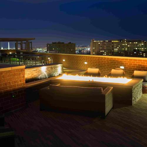 Rooftop Deck at dusk.
