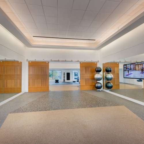 The separate yoga studio is the perfect place to find your center