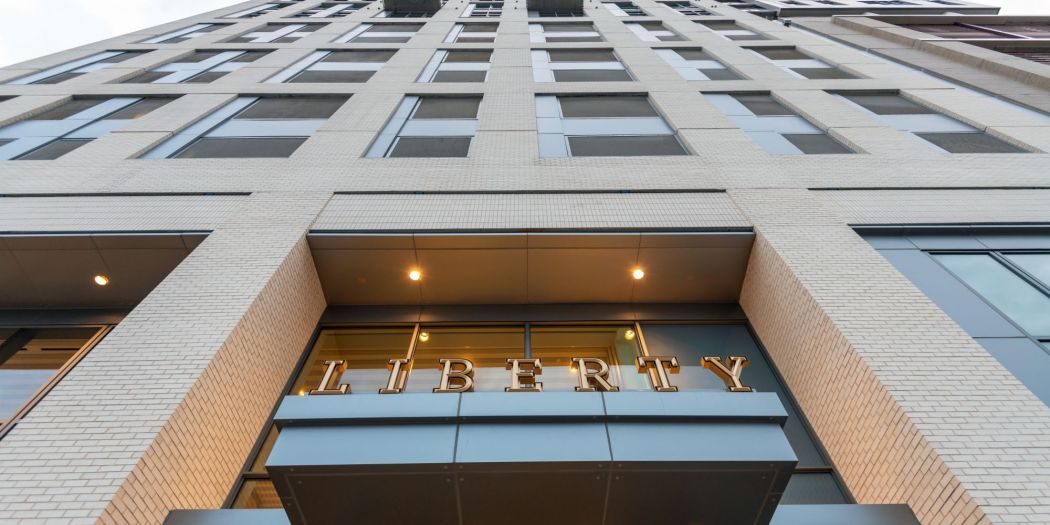 Liberty Harbor East luxury apartment entrance in Baltimore, MD.