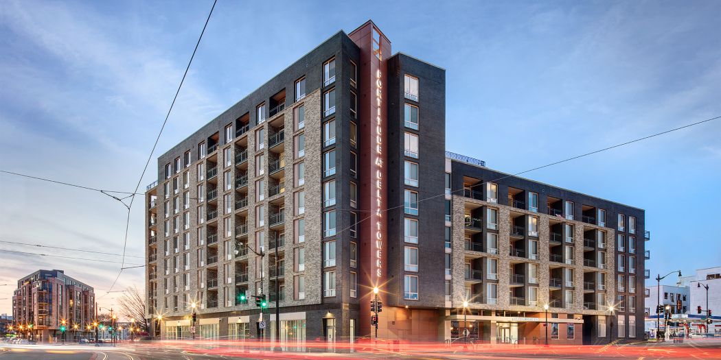 Fortitude at Delta Towers luxury apartment exterior view in Washington, DC.