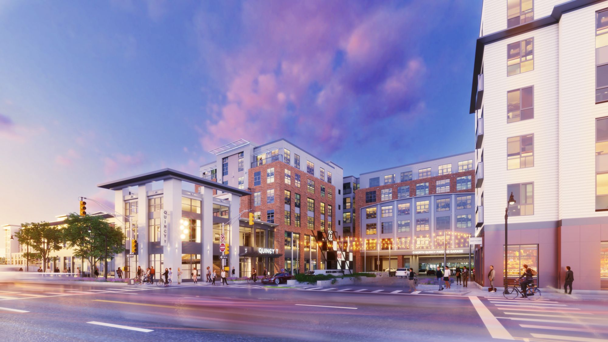 Quincy T luxury apartment exterior view in Quincy, MA.