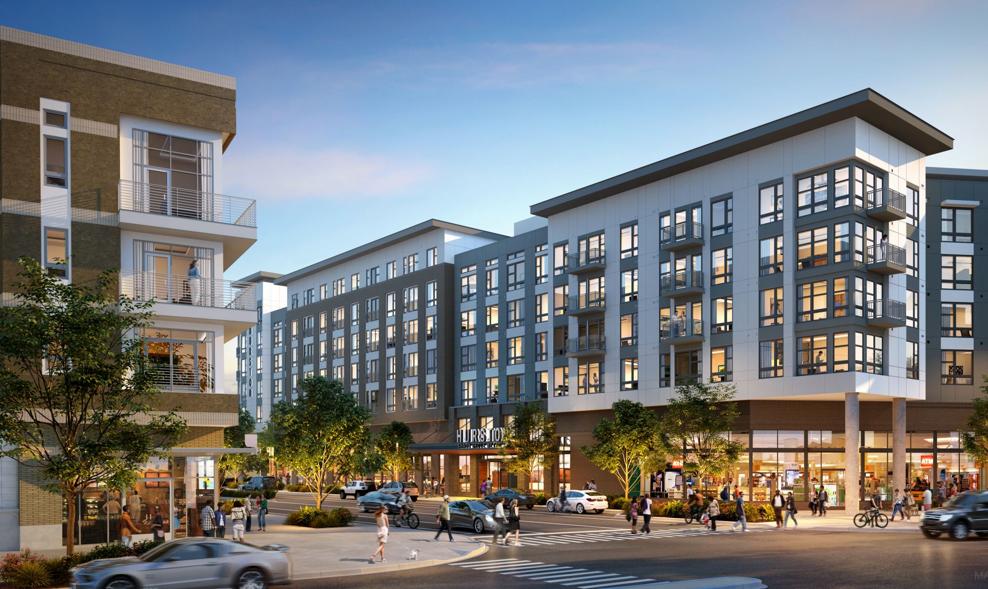 The Hurston luxury apartment exterior view in Rockville, MD.