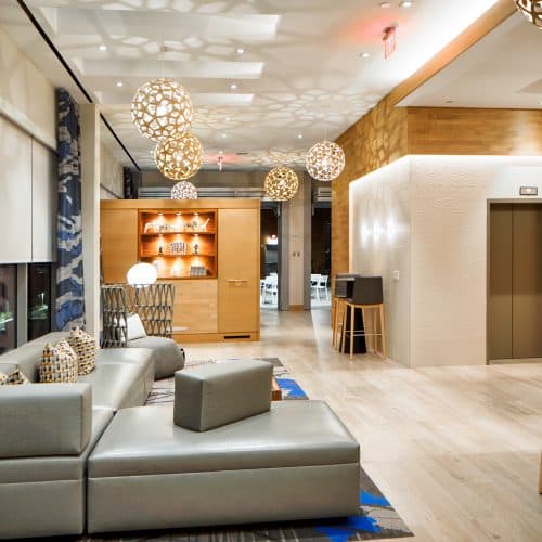 Our eclectic style is shown through our modern light fixtures.