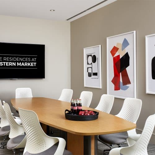 Reservable conference space for private meetings or gatherings .