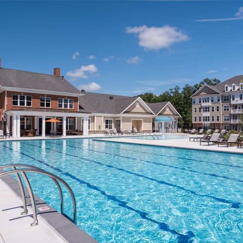 Sparkling swimming pool with lap lanes