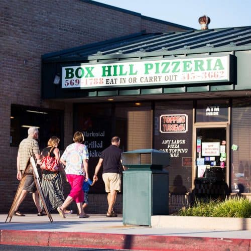 Enjoy an award winning, fresh brioled crab cake from Box Hill's favorite local Pizzeria 