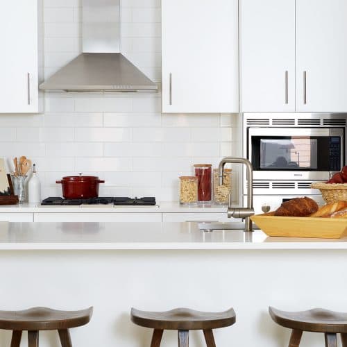 Oversize kitchen islands for easy food preparation or bar seating.