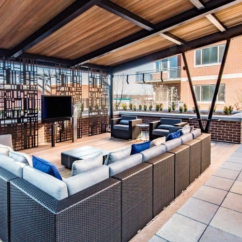 Watch a movie or sporting event outside in our entertainment area. 