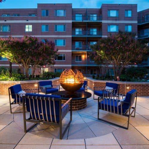 Relax and unwind around the outdoor firepit. 