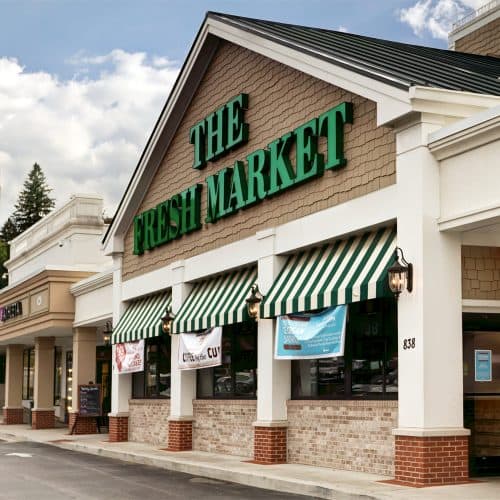 Enjoy easy access to delightfully gourmet groceries at the Fresh Market across from Towson Town Center.
