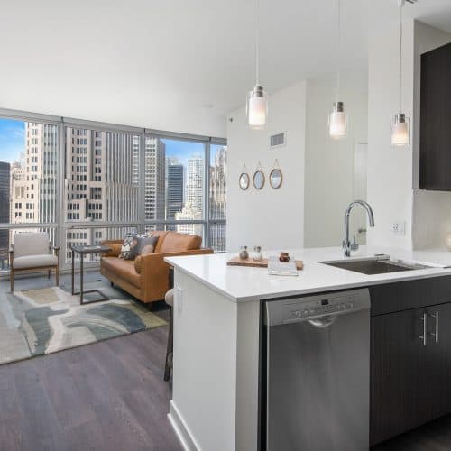 Enjoy the view from the kitchen of our convertible layout.