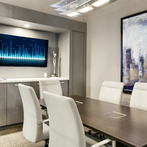 Reservable conference space for private meetings or gatherings.