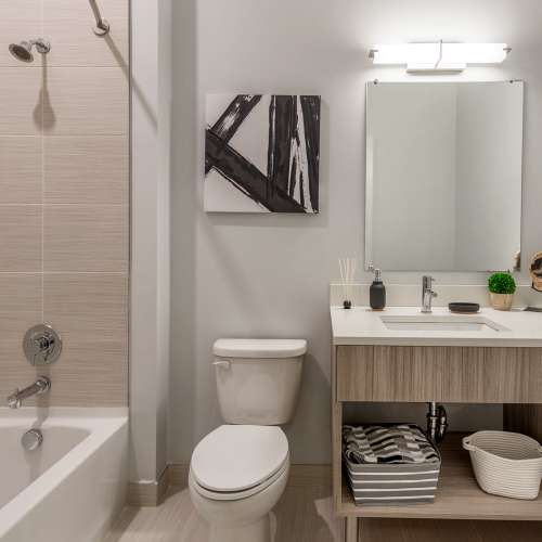 Elegant tile shower and tub combination.