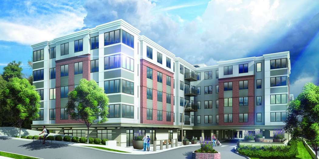 Luxury apartments illustrated in sketch.