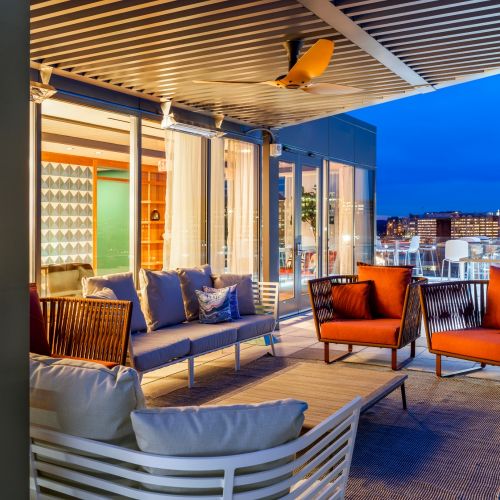 Rooftop entertainming space with amazing views.