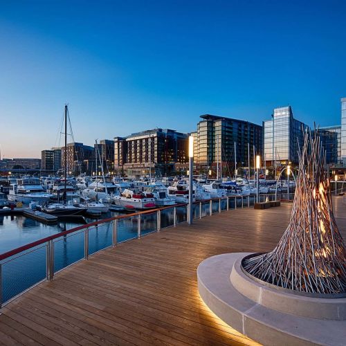 Walk a block and end up at the center of everything The Wharf has to offer.