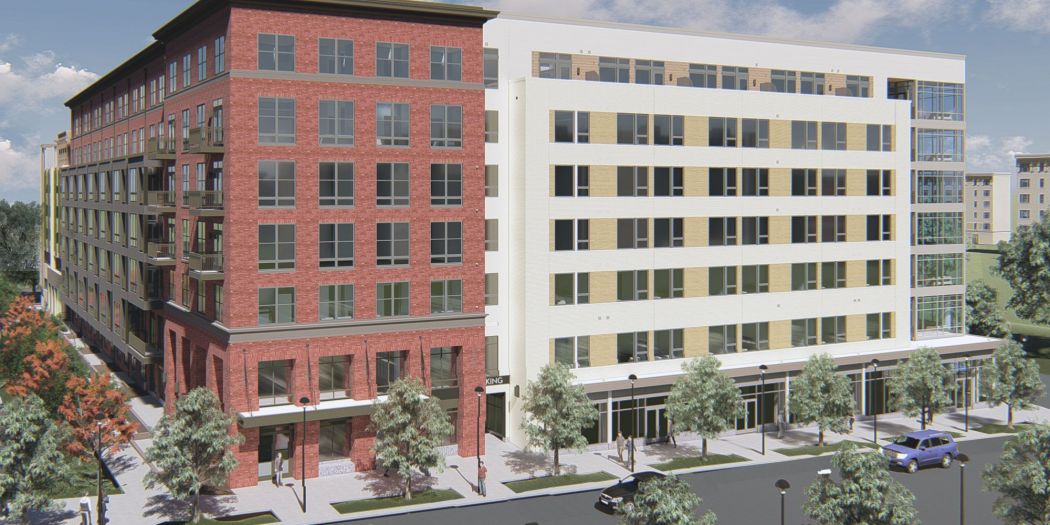 Faraday Park luxury apartment exterior view in Reston, VA.