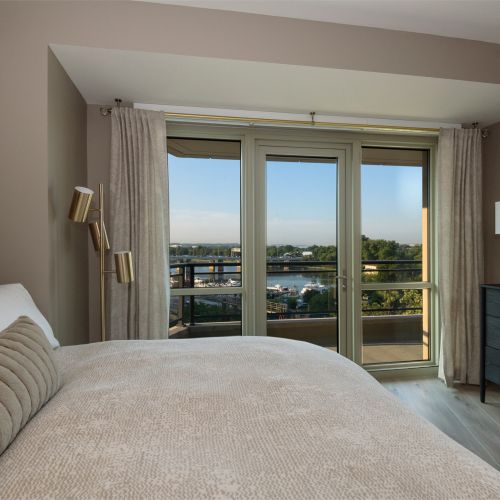 Step onto your private balcony from the living area.