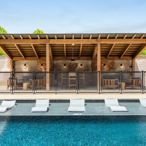 An oasis and a swimming pool.