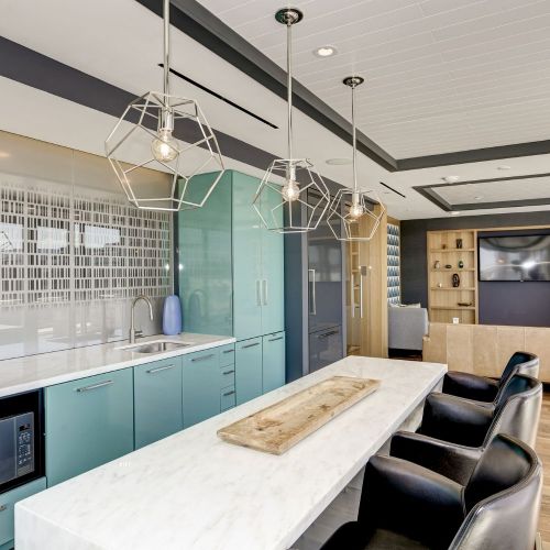 Expansive kitchenette and lounge seating for plenty of festive gatherings.