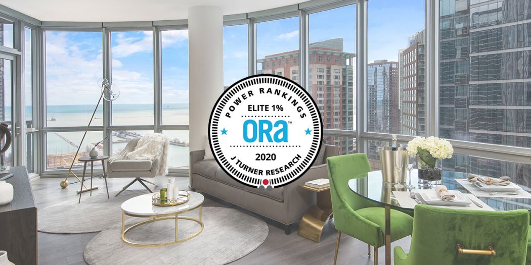 Elite 1% ORA Power Ranking logo, with a modern apartment's living room backdrop.