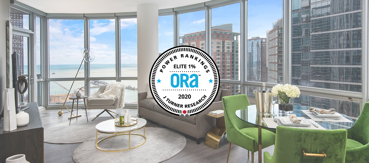 Elite 1% ORA Power Ranking logo, with a modern apartment's living room backdrop.