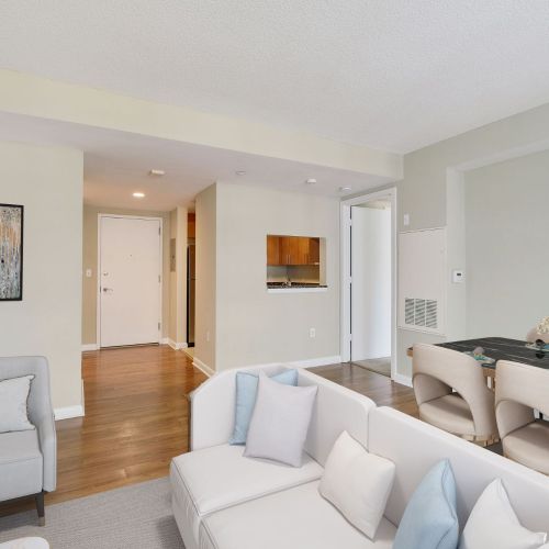 Living room with couch and dining table