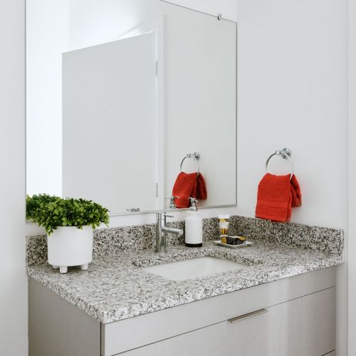 Residences at The Abby feature natural satin-finish granite countertops.