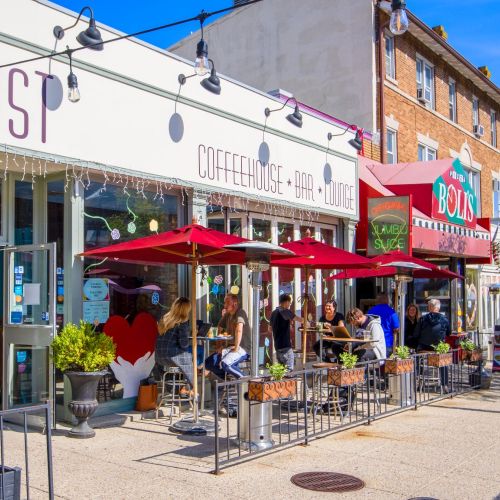 Enjoy the vibrant scene at Tryst Coffeehouse 