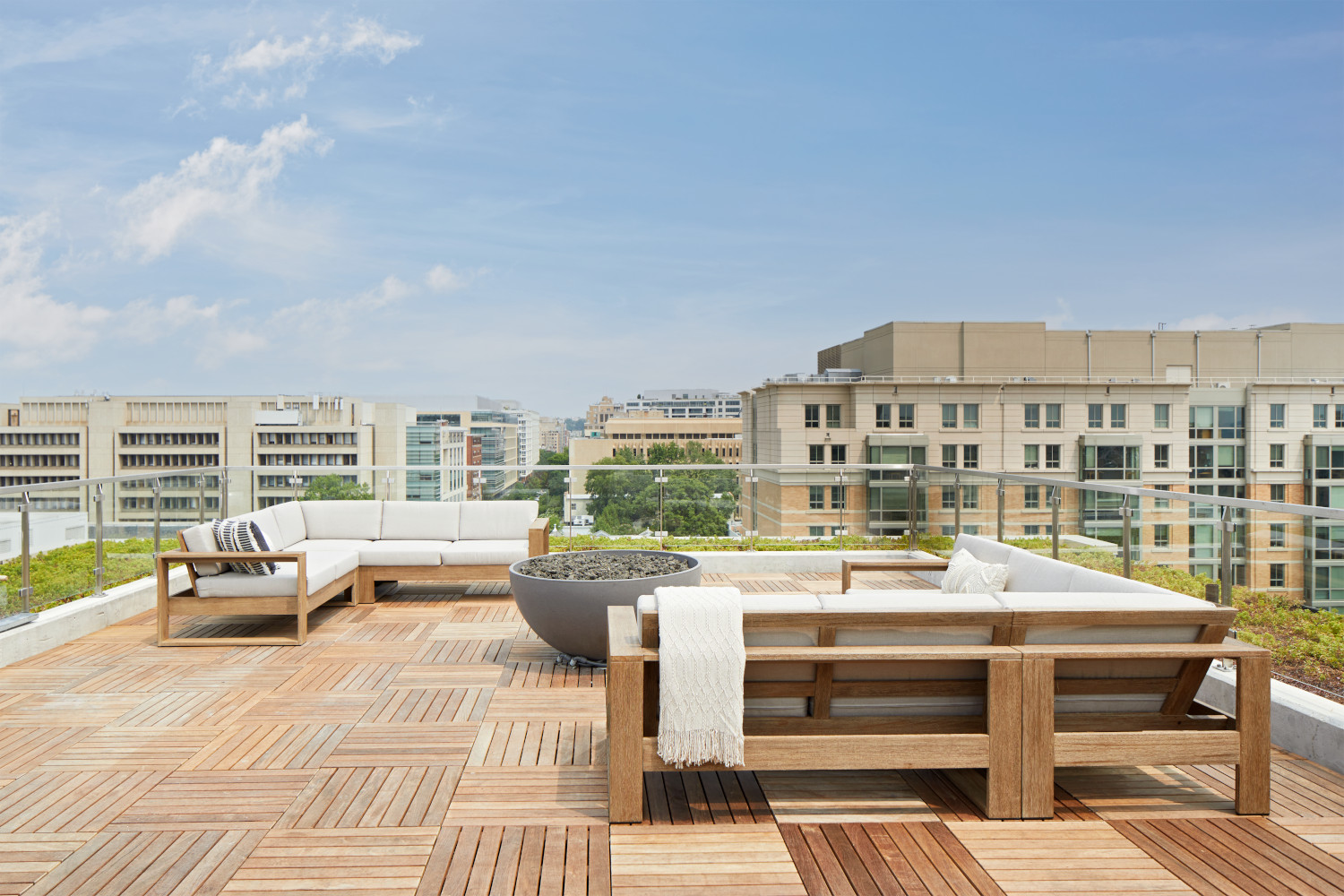 The Wray : Indulge in outdoor comforts from the rooftop terrace with grills, dining tables, seating, fire pit, and garden enclosure. 