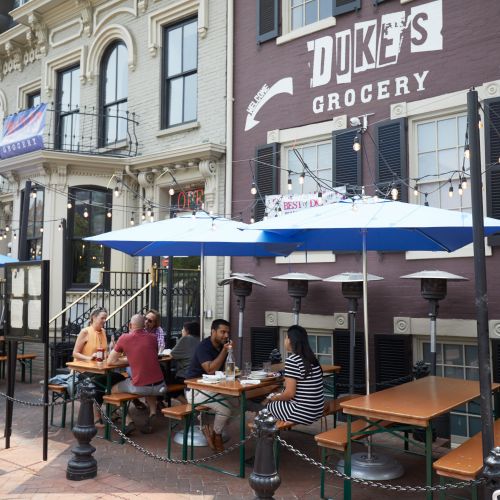 Swing by Duke's Grocery for inspired gastro food and flare.