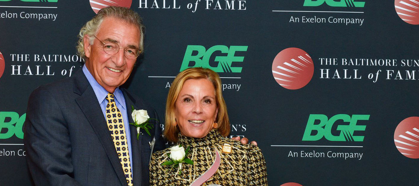 Thomas & Barbara Bozzuto with Baltimore Sun’s 2021 Business and Civic Hall of Fame award.
