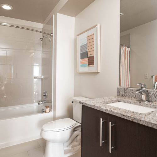 Take time to unwind with a bath in your spacious soaking tub. 
