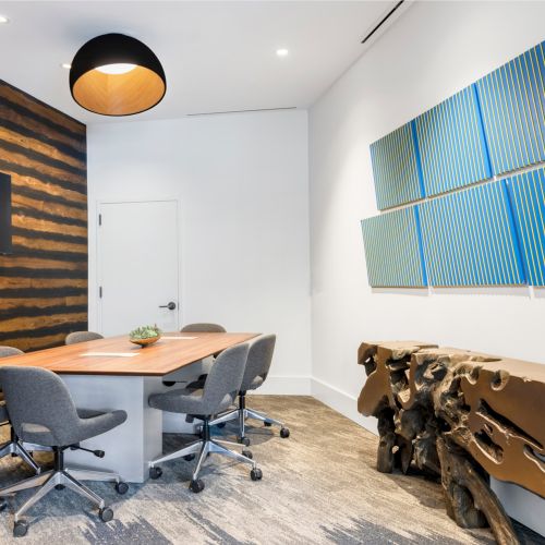 Bringing the outdoors, indoors with an elegant wood-inspired conference room.