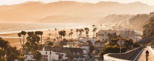 California beach community featuring palm trees and ocean views