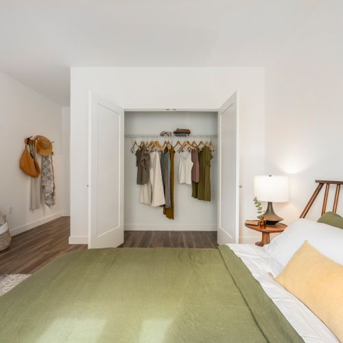 Bedroom closets with space to fill with all of your favorite clothing items.