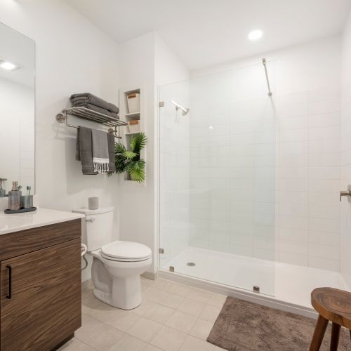 Glass-doored walk-in showers in bathrooms that will elevate your morning routine.