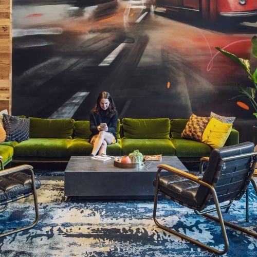 A welcoming lobby at Blvd & Bond.