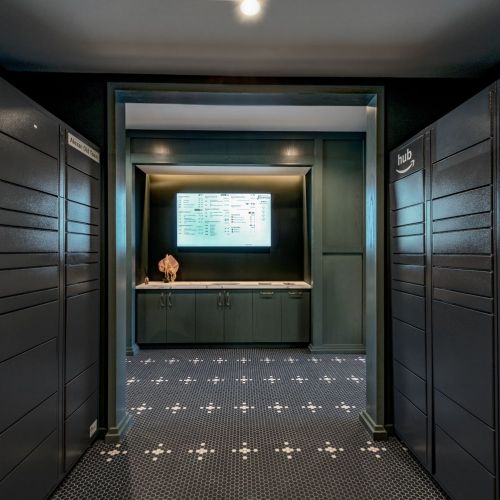 Self-serve package lockers and room with cold storage