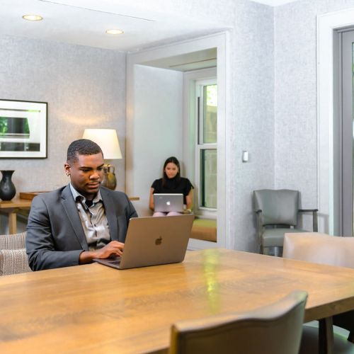 Study in solace within our soothing Library Lounge