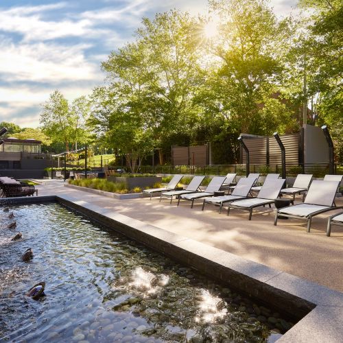 Tranquil outdoor getaways featuring a waterfall fountain