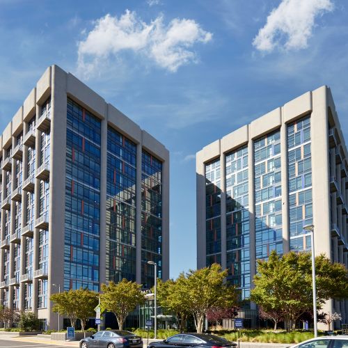 Sheltered parking garage with designated electric car charging areas