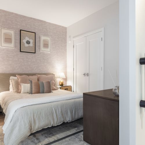 Private bedrooms boasting high ceilings