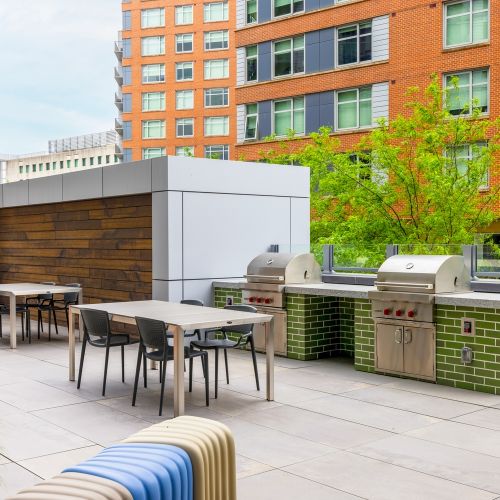 Secluded outdoor courtyards admist a serene city retreat 