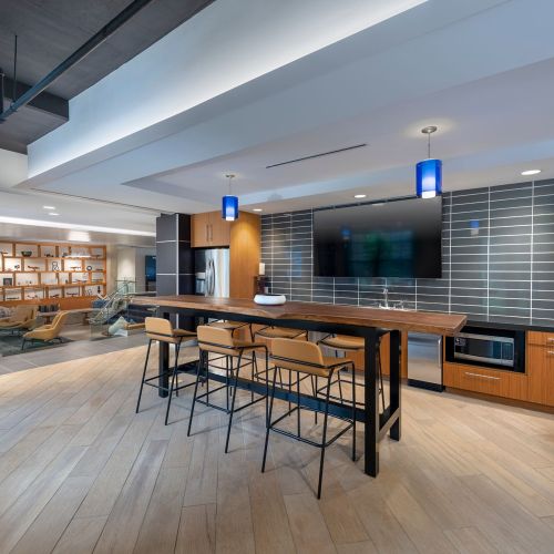 Guests can gather at the event kitchen in the lobby