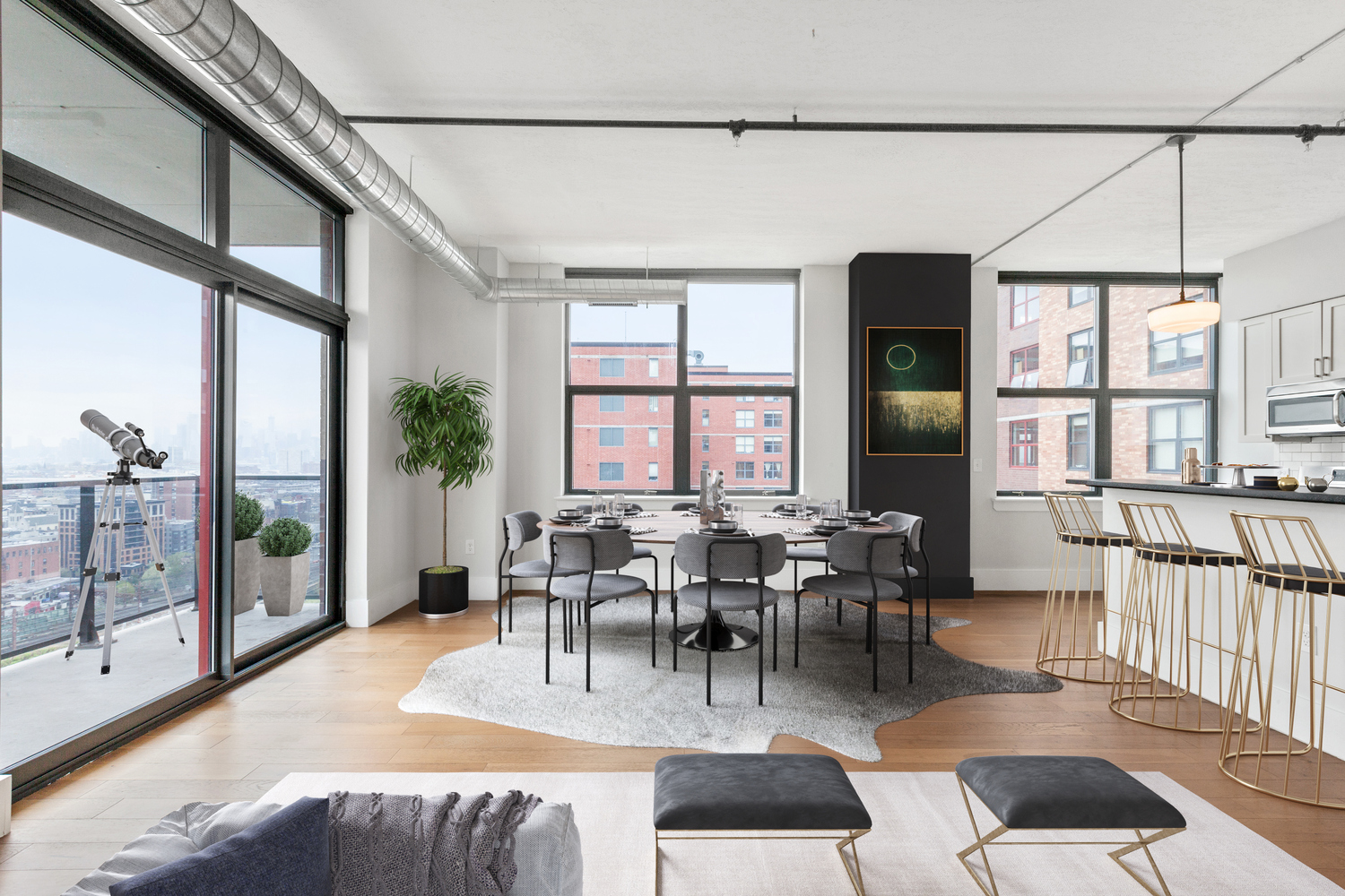 Cast Iron Lofts : Living Room Balcony