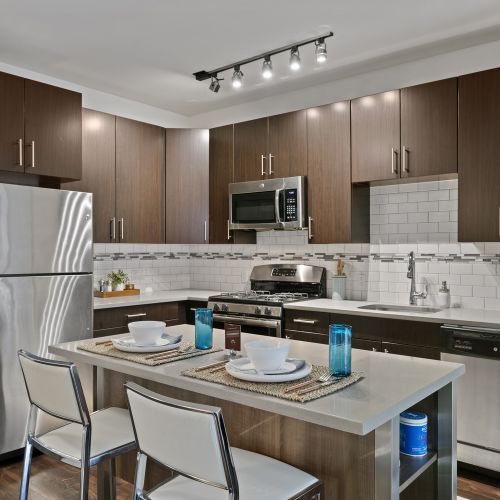 Apartment kitchen with island	